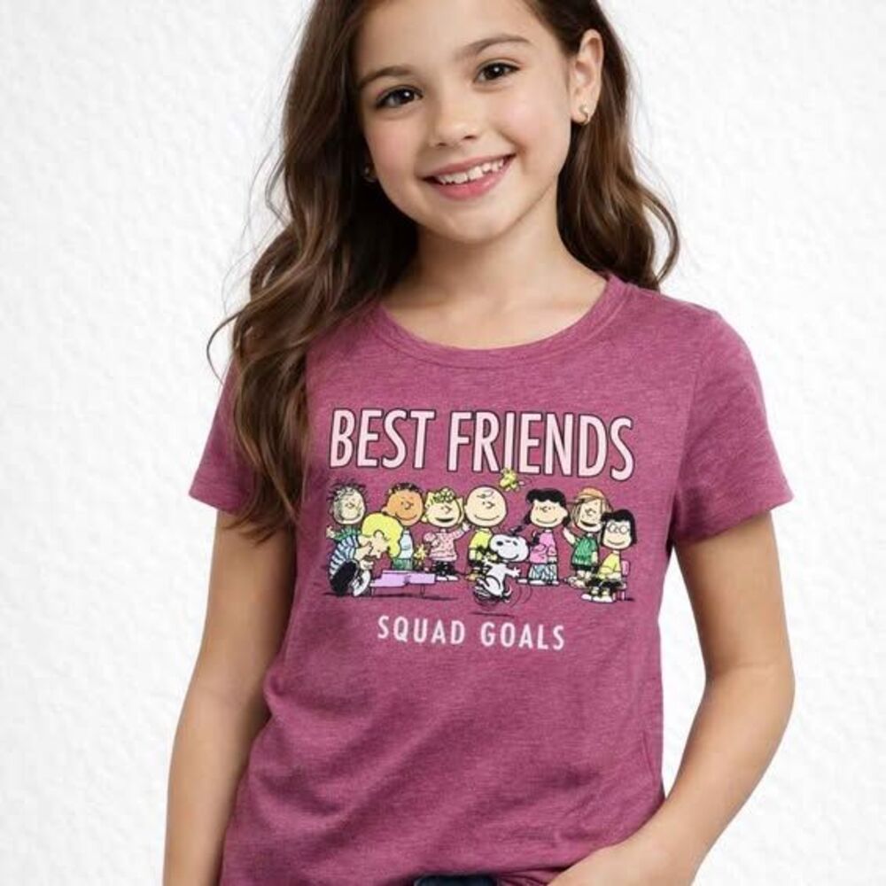 Peanuts Best Friends Squad Goals Girls T-Shirt XL 14–16 Pink Snoopy